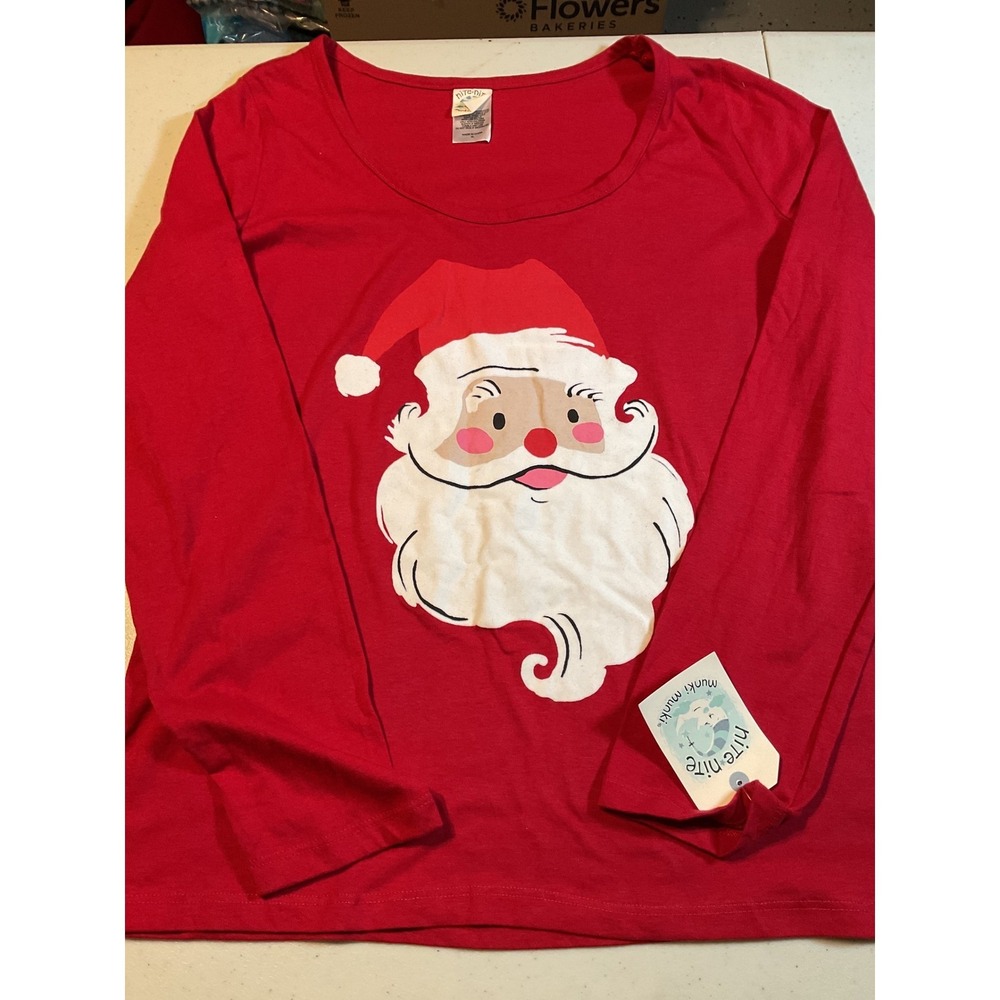 Munki Munki Nite Nite‎ Santa Claus Pajama Top Long Sleeve Red Christmas Kids